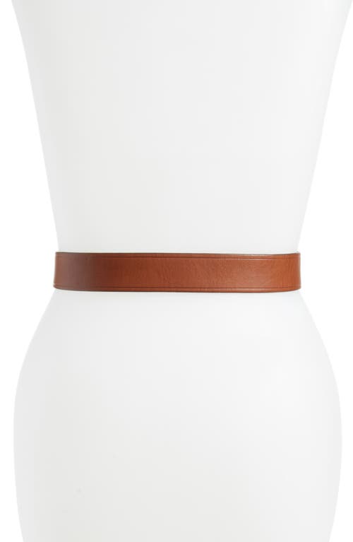 Shop Madewell Medium Perfect Leather Belt In Pecan/gold