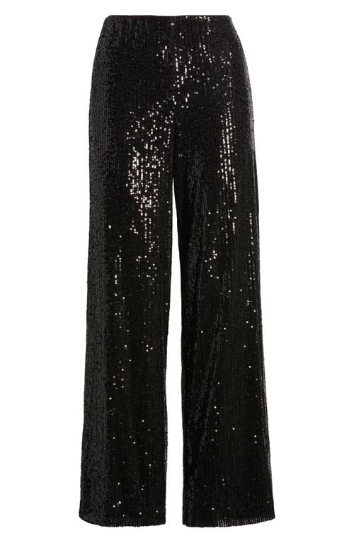 Shop Anne Klein Sequin Hollywood Waistband Straight Leg Pants In Anne Black