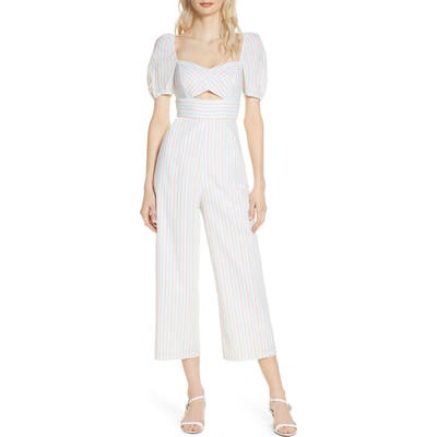 Ali & Jay Two Palms Stripe Crop Jumpsuit, White