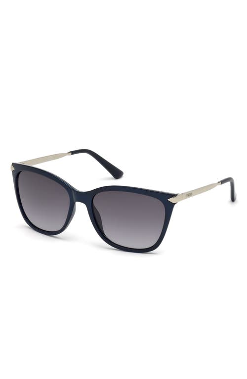56mm Cat Eye Sunglasses in Shiny Blue /Gradient Smoke