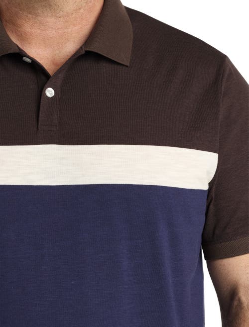 Harbor Bay By Dxl Chest Striped Polo Shirt In Brown Multi