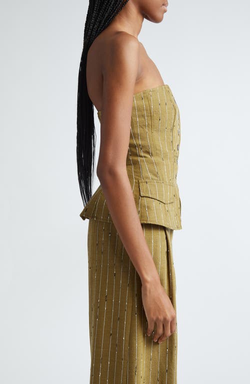 Shop Ulla Johnson Noemie Textured Stripe Strapless Wool Blend Top In Aspen