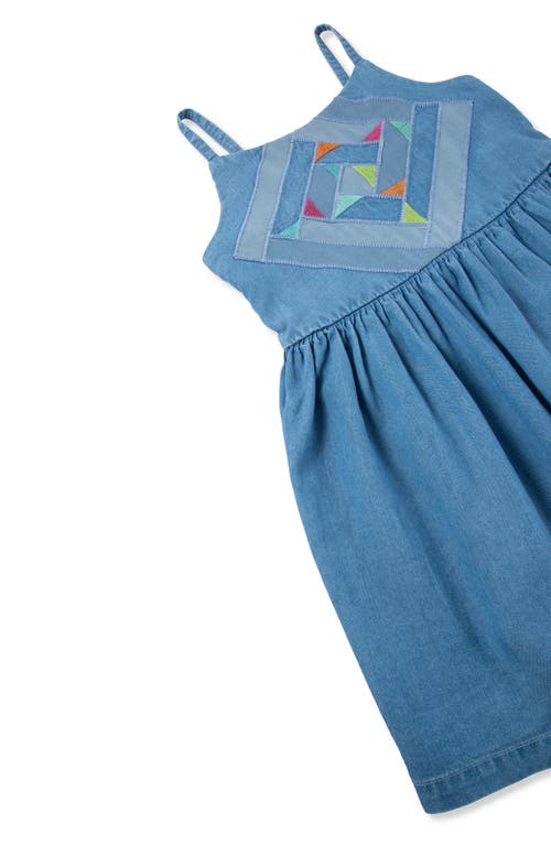 Shop Peek Aren't You Curious Kids' Embroidered Patchwork Dress In Light Stone