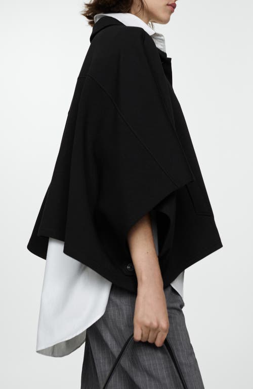 Mango Button Front Cape Jacket In Black
