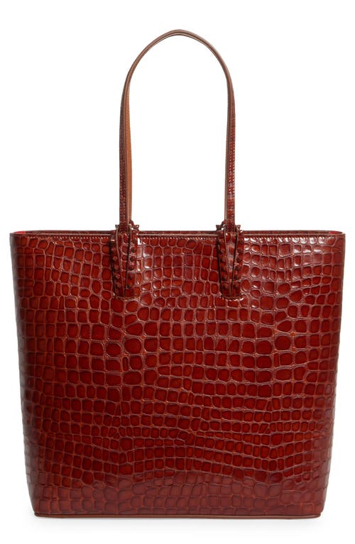 Shop Christian Louboutin Cabata Croc Embossed Leather Tote In Rd4l Acajou