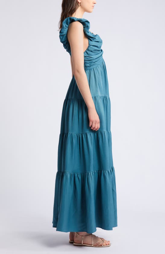 Shop Nordstrom Ruffle Tiered Sundress In Teal Hydro