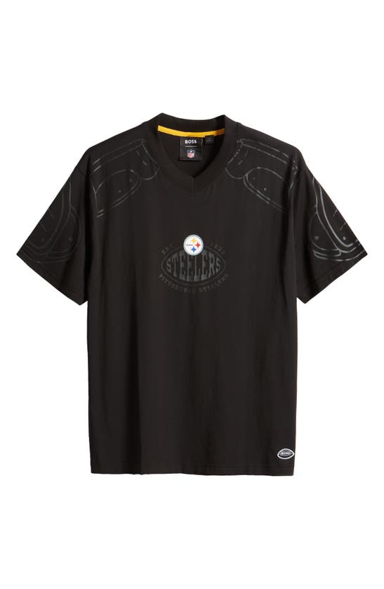 Shop Hugo Boss Boss X Nfl Tackle Graphic T-shirt In Pittsburgh Steelers Black