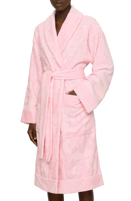 Dolce & Gabbana Dolce&gabbana Logo Jacquard Cotton Terry Robe In Pink