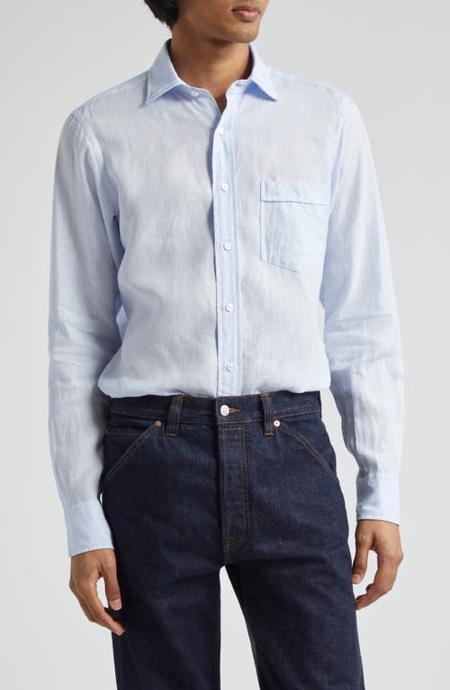 Drake's Linen Button-Up Shirt Sky Blue at Nordstrom,