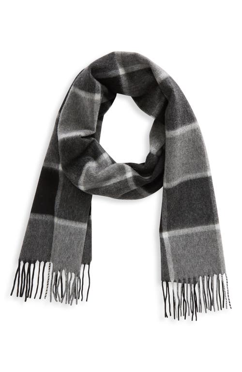 Nordstrom Plaid Cashmere Scarf In Black- Grey Combo