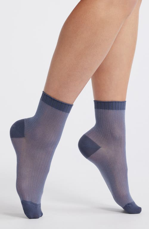 NORDSTROM NORDSTROM SPARKLE SHEER RIB QUARTER SOCKS