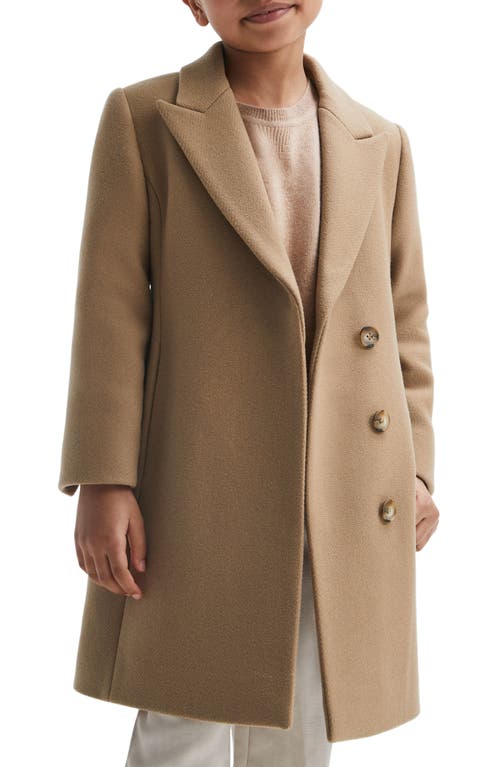 Reiss Harlow - Camel Harlow Teen Mid Length Wool Blend Coat In Camel