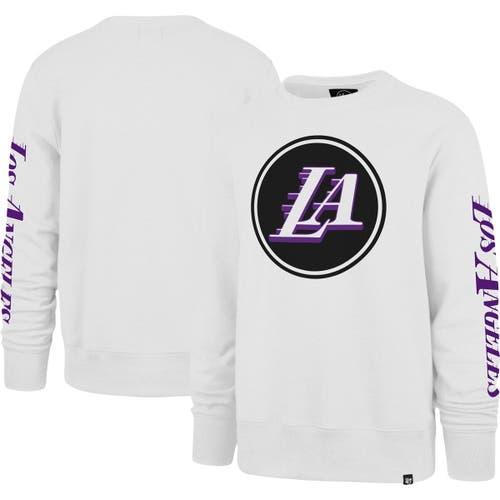 Men's '47 White Los Angeles Lakers 2022/23 City Edition Two-Peat Headline Pullover Sweatshirt