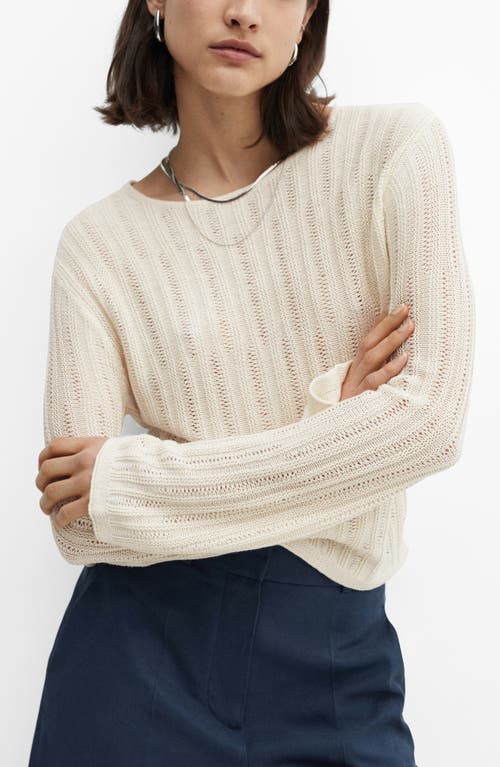 Mango Tierra Vertical Rib Sweater In Light Beige