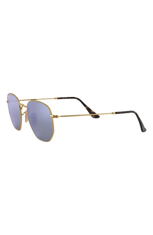 Ray Ban Ray-ban Icons 51mm Sunglasses In Gold/light Blue Flash