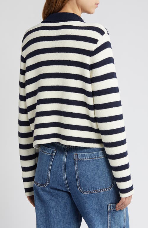 Shop Favorite Daughter The Annabel Stripe Knit Jacket In Navy/white