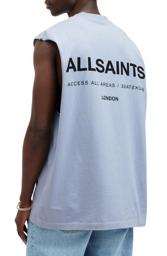 Shop Allsaints Access Logo Graphic Muscle Tee In Ashcott Blue