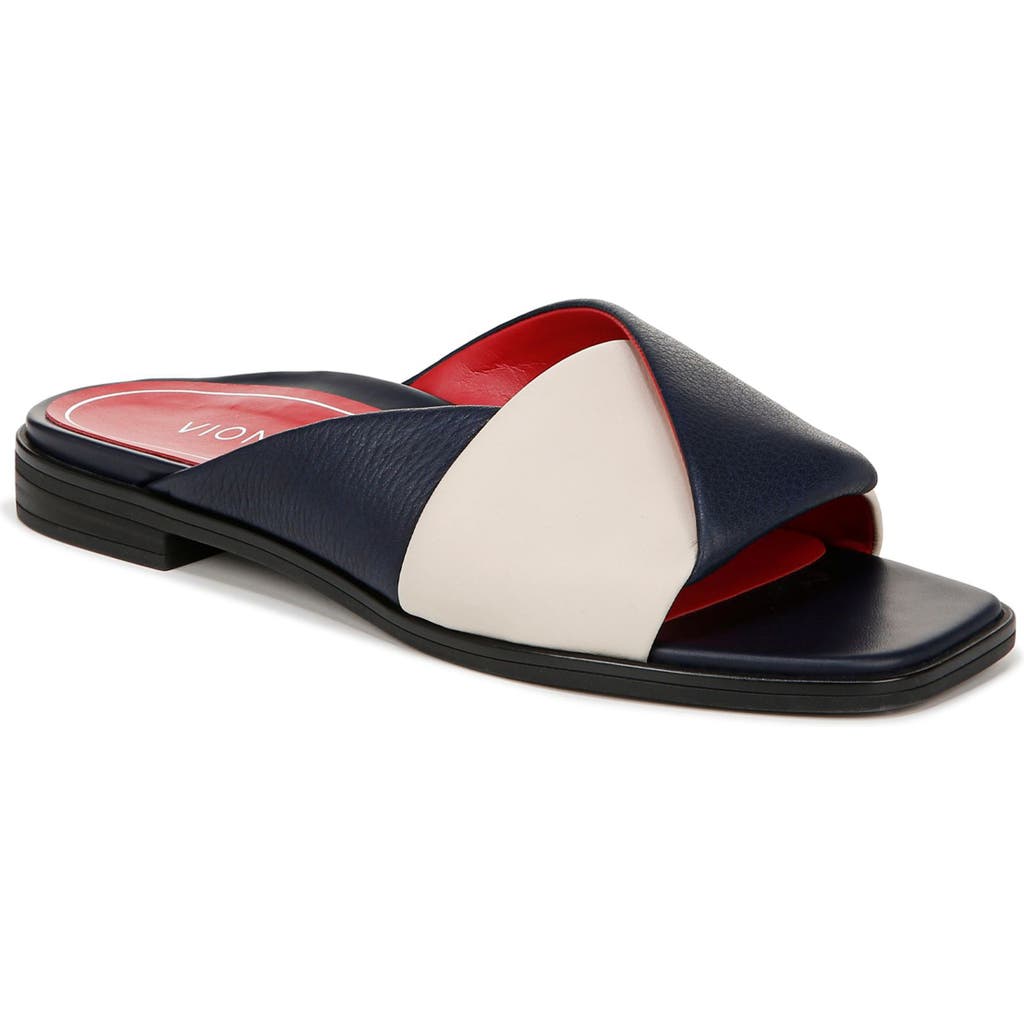 Vionic Miramar Slide Sandal In Navy/cream