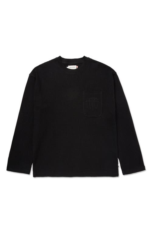 Purpose Embroidered Waffle Knit Cotton Graphic T-Shirt in Black