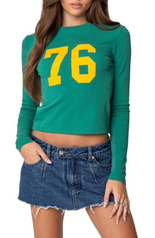 Shop Edikted 76 Stretch Cotton Graphic T-shirt In Green