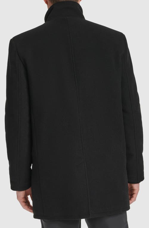 Cole Haan Signature Stand Collar Wool Blend Car Coat In Black