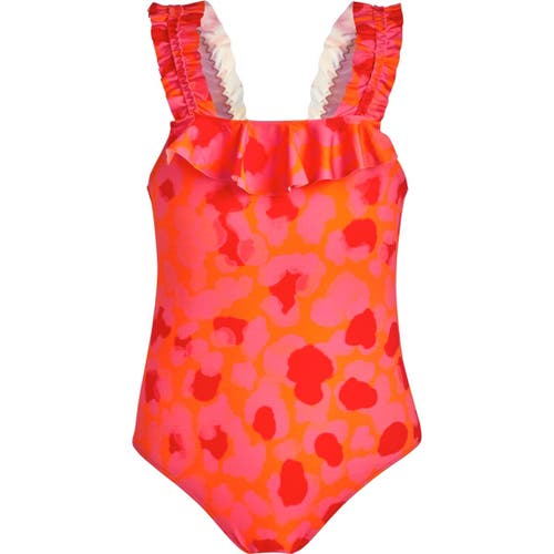 Vilebrequin Girl's One-piece Leopard-print Swimsuit In Abricot