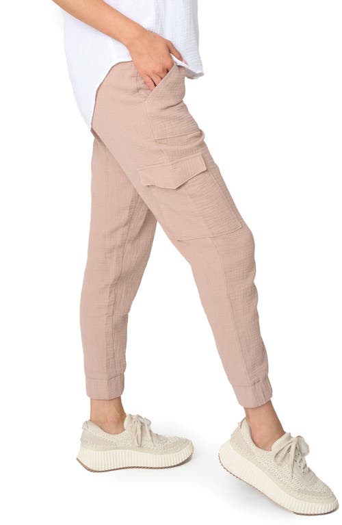 Shop Gibsonlook Essential Cotton Gauze Cargo Joggers In Taupe