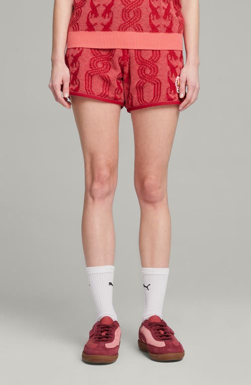 x Palomo T7 Cotton & Wool Jacquard Track Shorts in Passionfruit