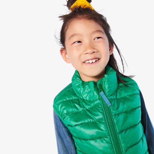 Primary Kids Lightweight Puffer Vest In Green Bean