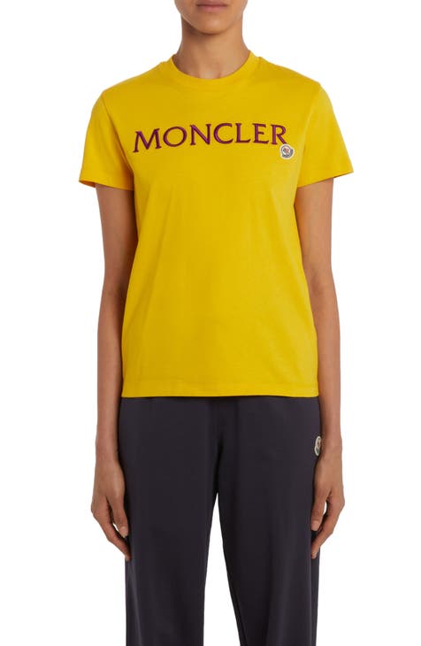 MONCLER: T-shirt with multicolor logo - Yellow Cream