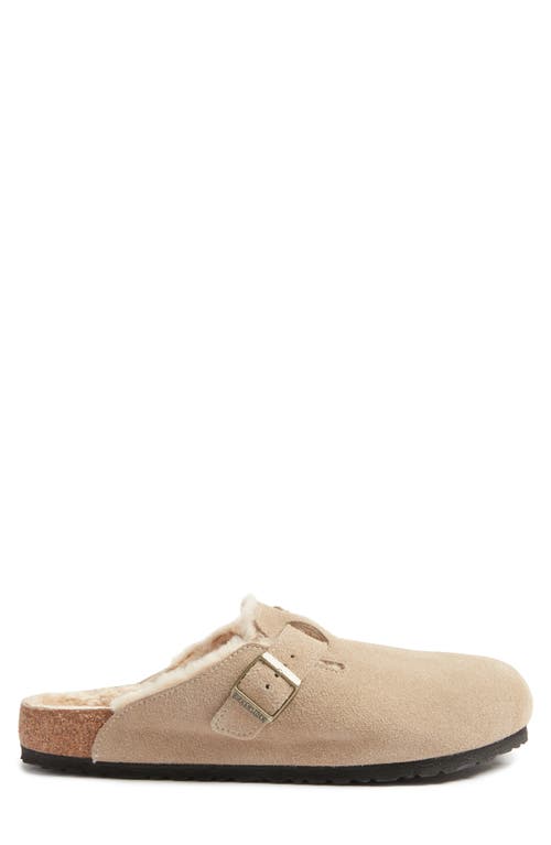 Birkenstock Boston Genuine Shearling Lined Clog In Taupe