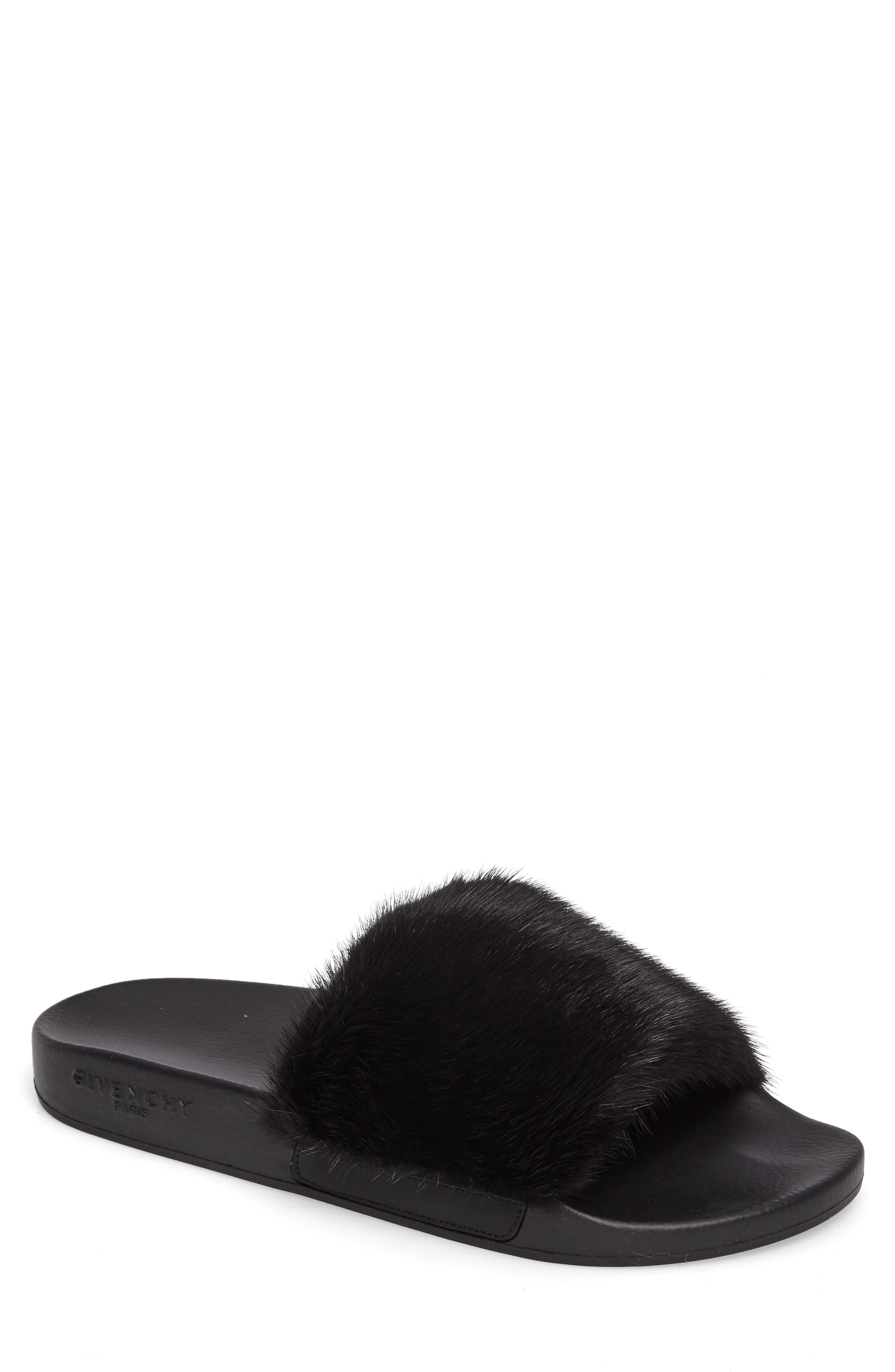 mens fur slides