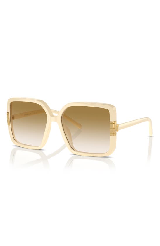 Shop Tory Burch 57mm Gradient Square Sunglasses In Milky Ivory