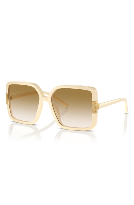 Tory Burch Gradient Plastic Square Sunglasses In Milky Ivory