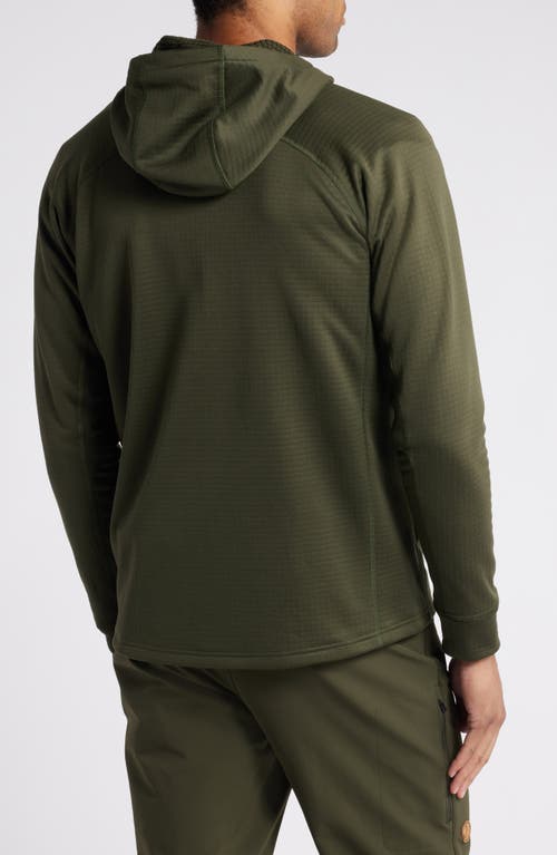 Fjall Raven Fjällräven Abisko Grid Fleece Hoodie In Deep Forest