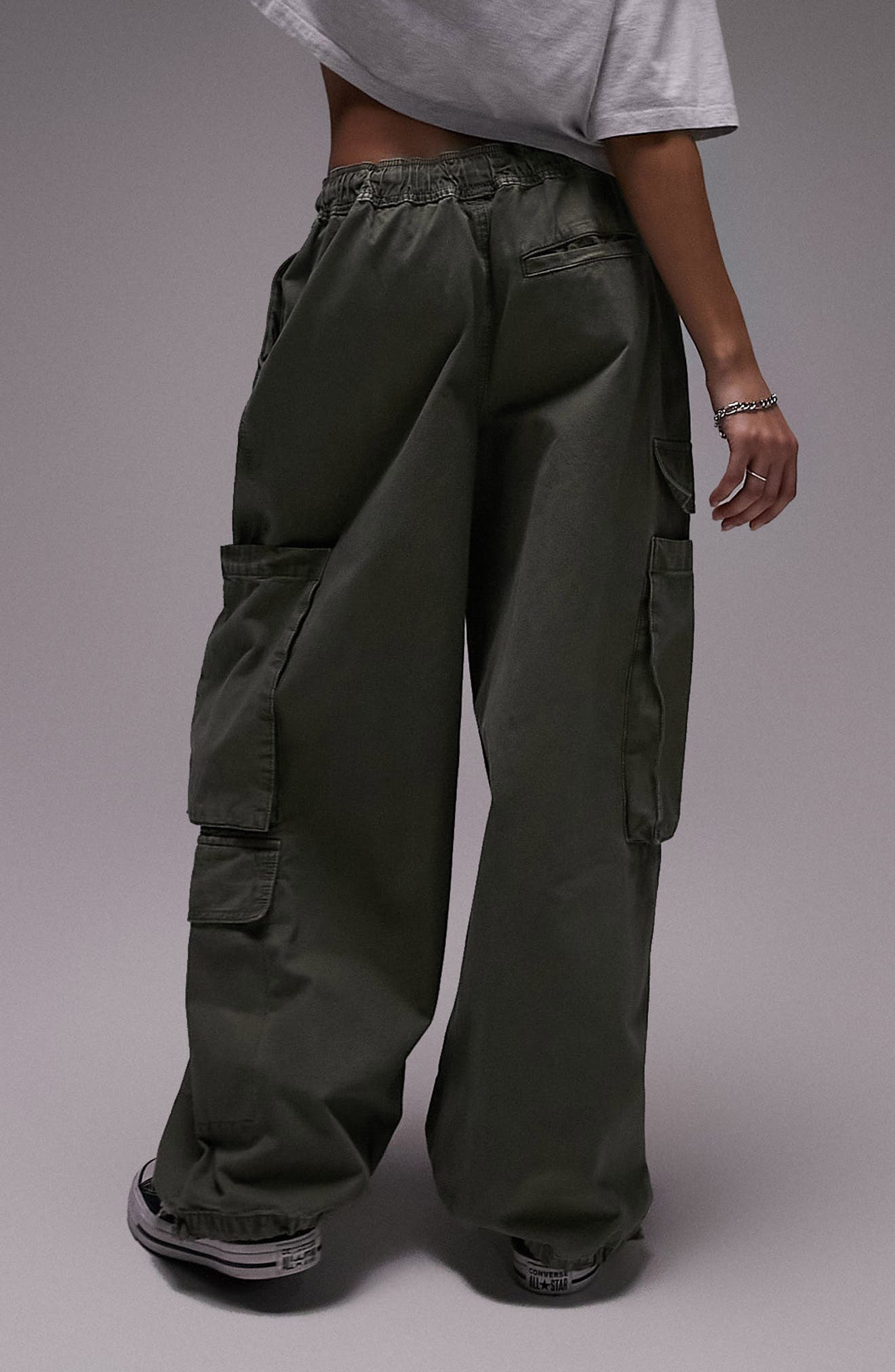 Topshop Balloon Washed Cotton Cargo Trousers Nordstrom