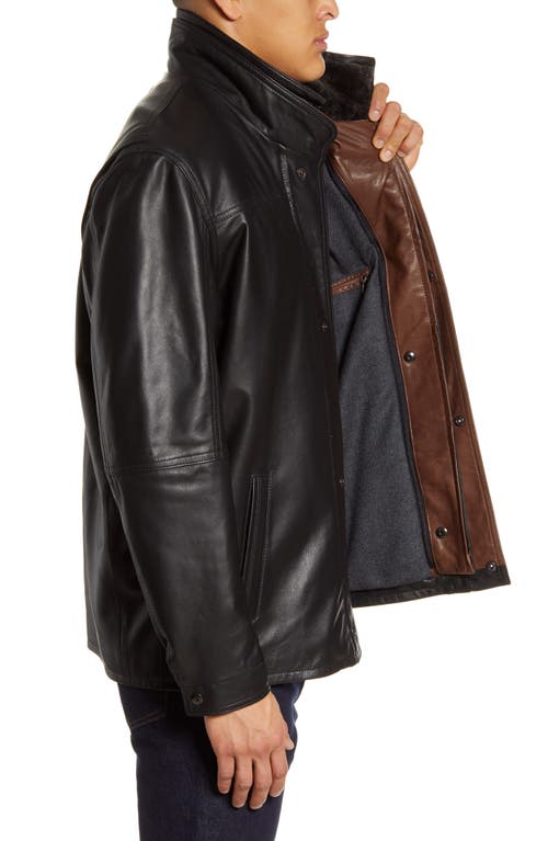 Remy Leather Leather Jacket With Removable Inset Bib In Noir/rustic