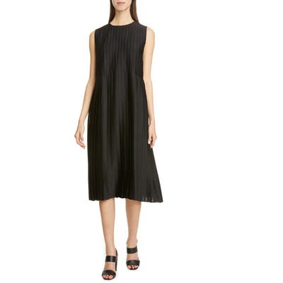 Lafayette 148 New York Kendrick Pleated Midi Shift Dress, Black