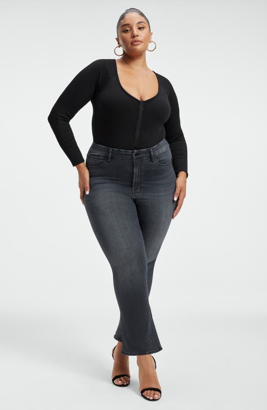 Good American Always Fits Good Straight High Waist Straight Leg Jeans In Black253