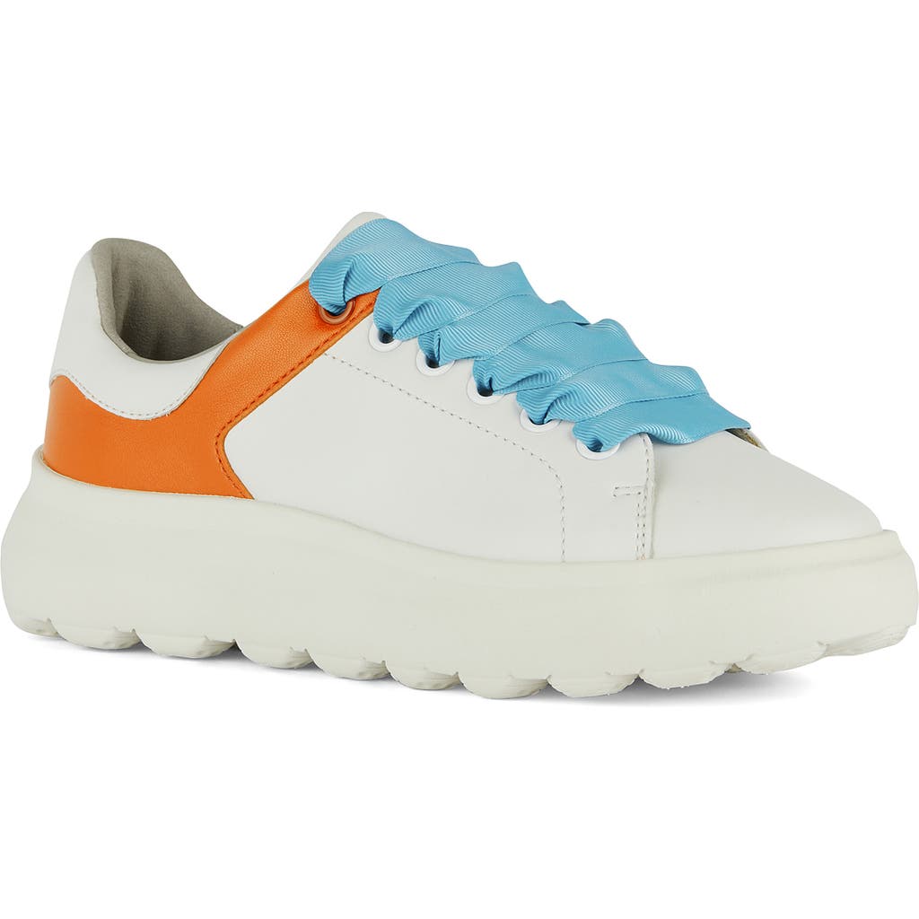 Geox Spherica Sneaker In White/orange