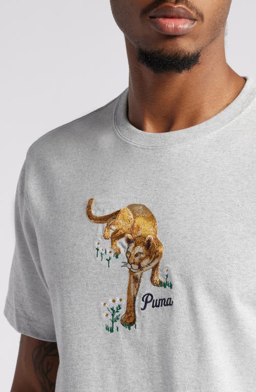 Shop Puma X Noah Cotton Graphic T-shirt In Light Gray Heather