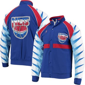 Men's Mitchell & Ness Blue New Jersey Nets Hardwood Classics Authentic Warm-Up Raglan Full-Zip Jacket