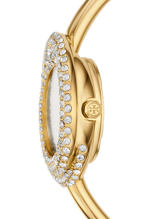 Shop Tory Burch The Miller Crystal Bangle Watch, 25mm In Gold