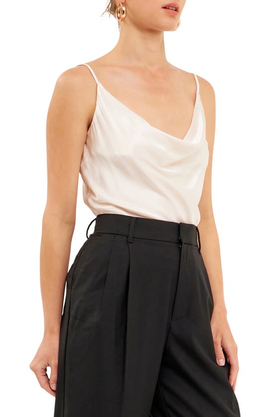 Shop Grey Lab Cowl Neck Satin Camisole In Cream