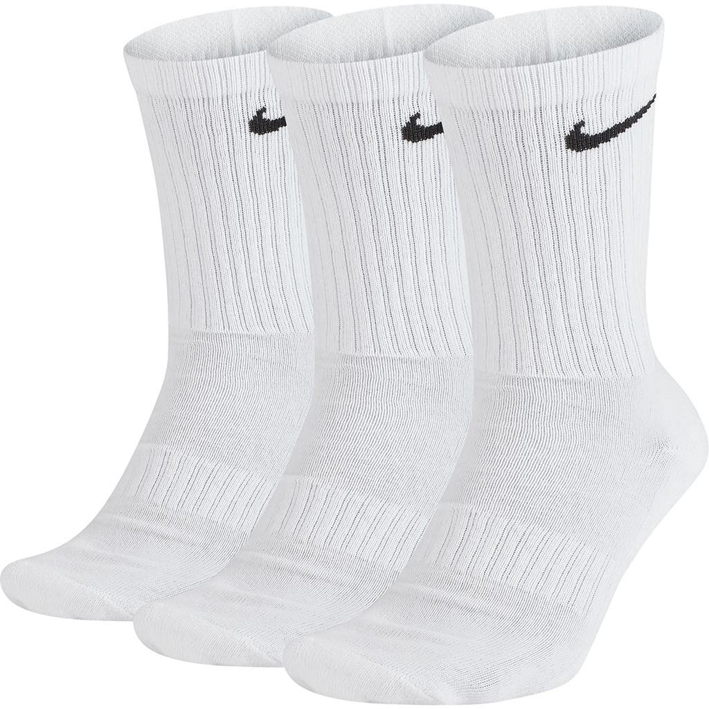 Nike Everyday Cushioned Training Crew Socks In 100 White/black