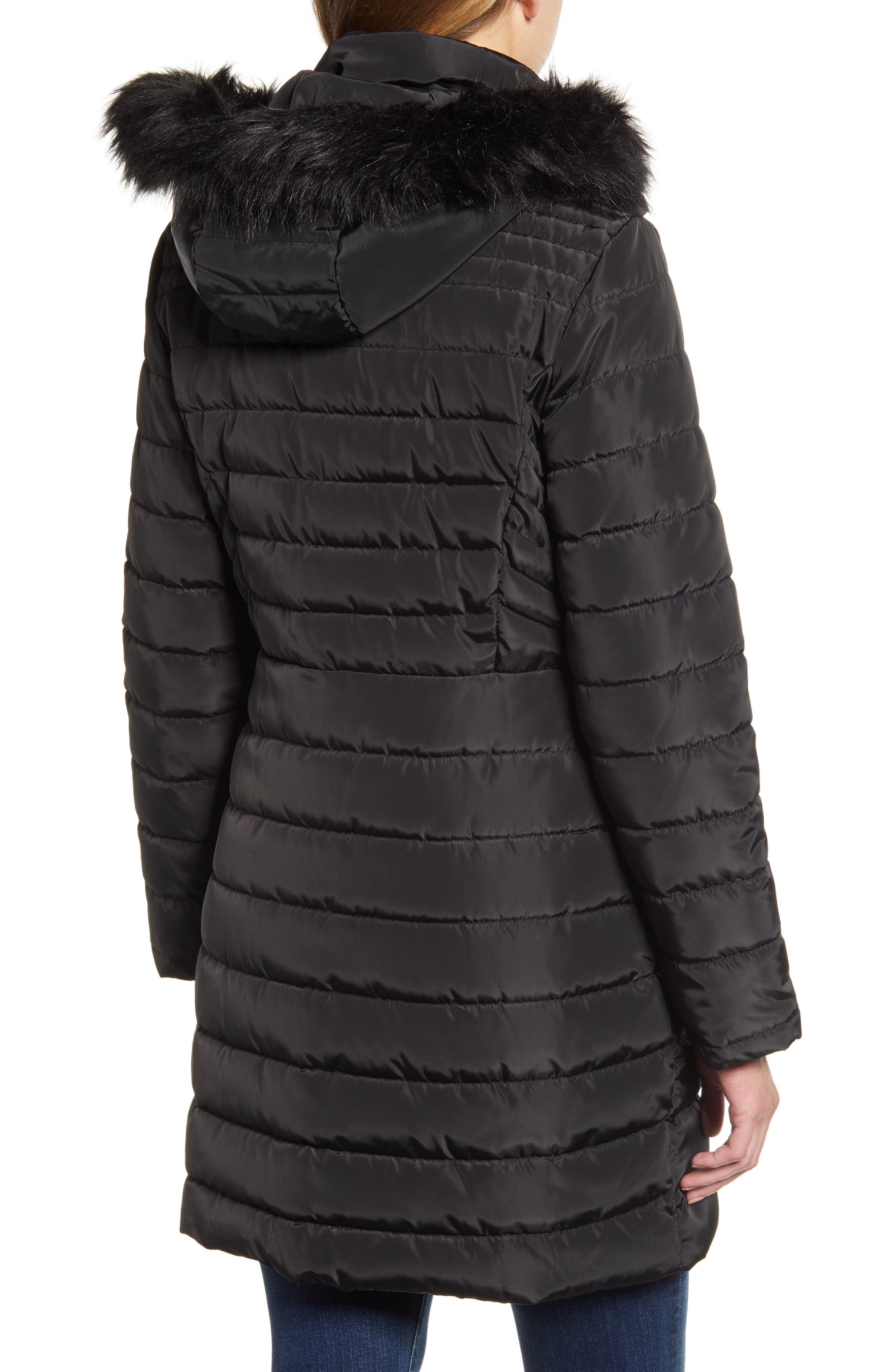 kenneth cole faux fur trim down jacket