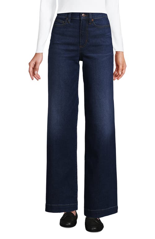 Shop Lands' End Recover High Rise Wide Leg Blue Jeans In Royal Indigo