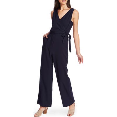 1.state Wrap Front Sleeveless Soft Twill Jumpsuit, Blue