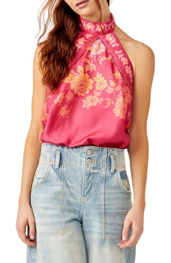 Shop Free People 1 Thing Halter Neck Bodysuit In Candy Combo