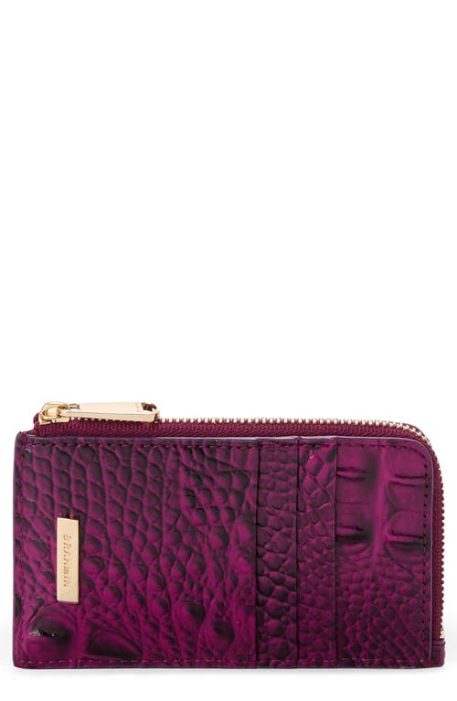 Shop Brahmin Lennon Croc Embossed Leather Card Case In Sugar Plum